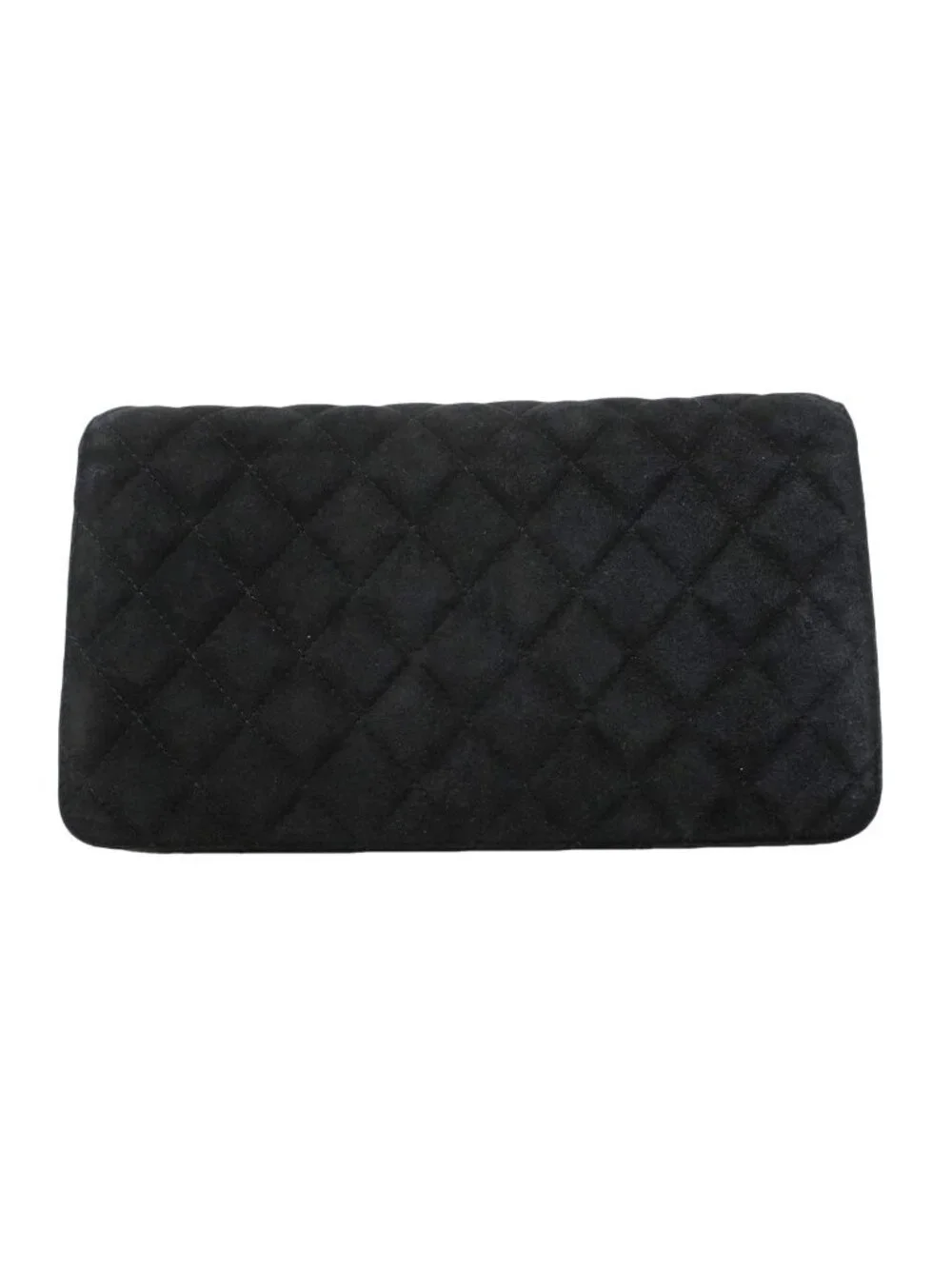 Chanel Shoulder Bag Quilted Suede Black Champagne Gold